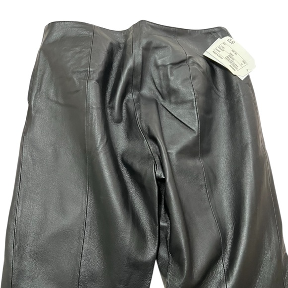 Vintage Clio Leather Women's Sz. 10 Black Leather Side Zip Straight Leg Pants - Picture 3 of 13